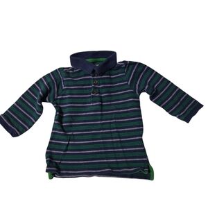 Striped Kids Polo Shirt - Navy and Green